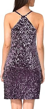 MANER Women's Glitter Sequin Dress Adjustable Spaghetti Strap Sparkle Party Dresses | Amazon (US)