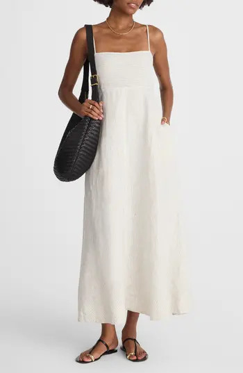 Madewell Stripe Empire Waist Midi Sundress in Lighthouse at Nordstrom Rack, Size Large | Nordstrom Rack