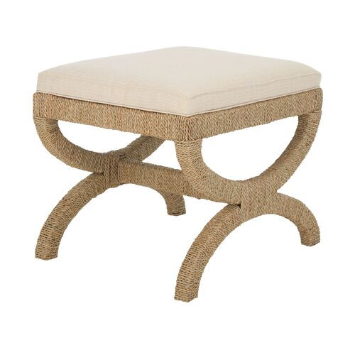 Yvan Woven Sea Grass Ottoman, Natural/Beige | One Kings Lane