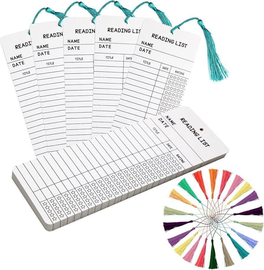 50 pcs Reading List Bookmarks with 50 Bookmark Tassels – 3x8 Inch Book Tracker and Reading Log ... | Amazon (US)