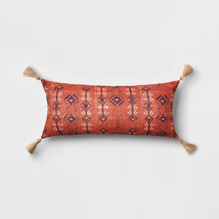 Dunes Outdoor Lumbar Throw Pillow Red Marsala - Threshold™ | Target