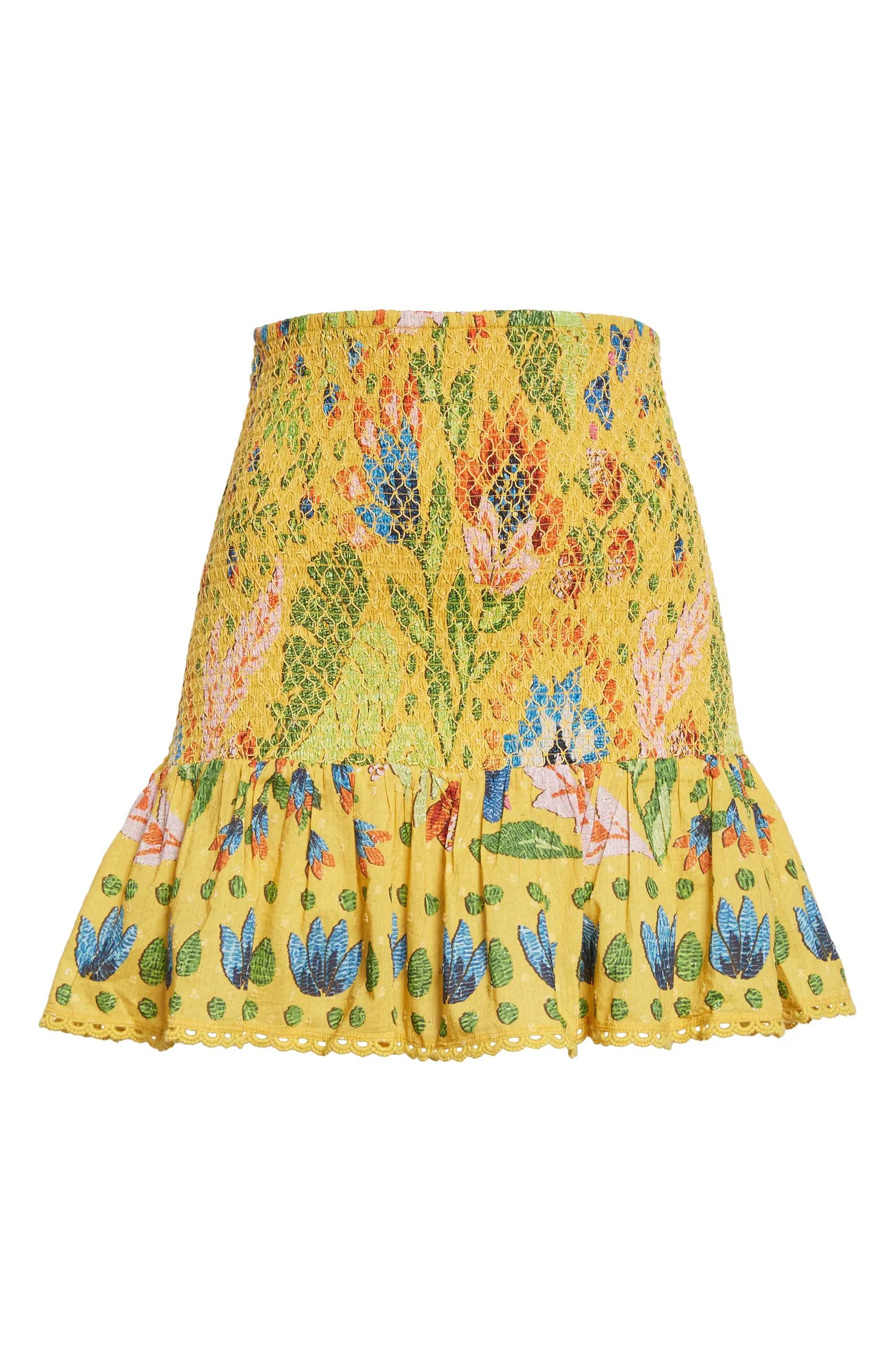 Summer Garden Print Smocked Cotton Skirt | Nordstrom