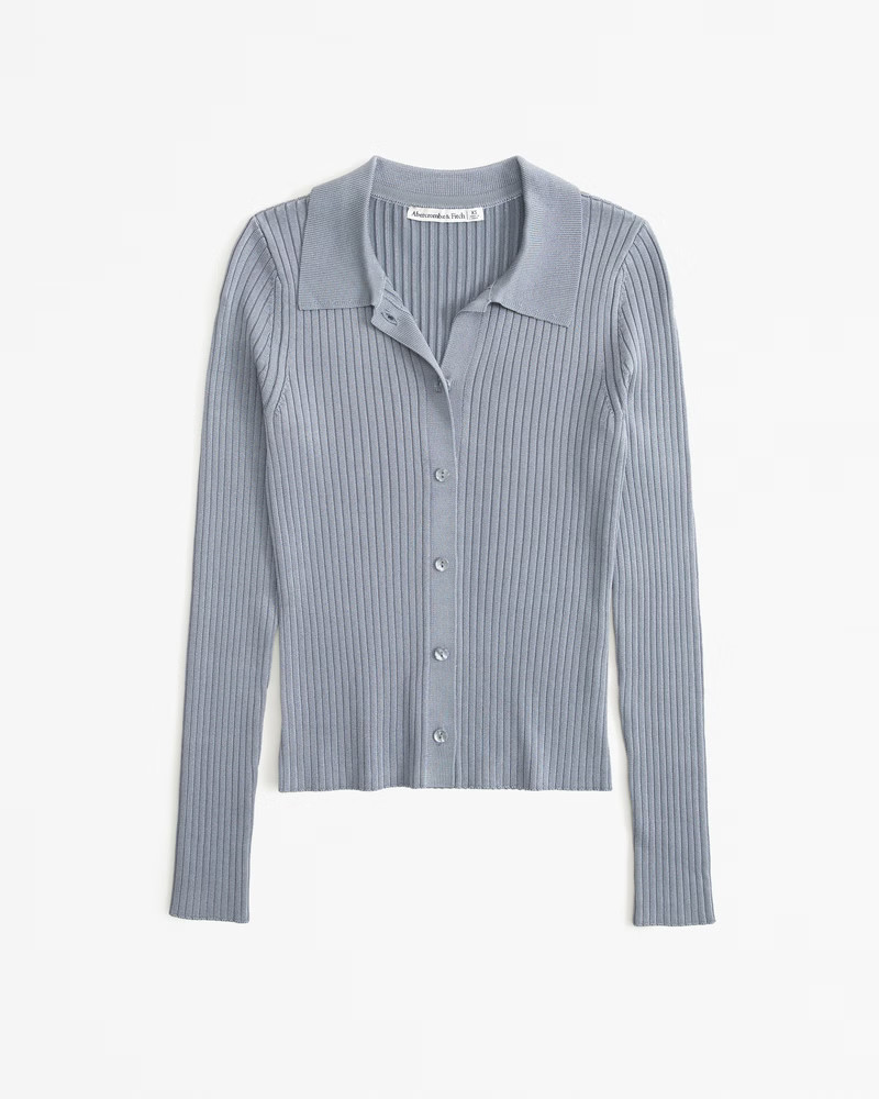 Women's Glossy Slim Polo Cardigan | Women's New Arrivals | Abercrombie.com | Abercrombie & Fitch (US)