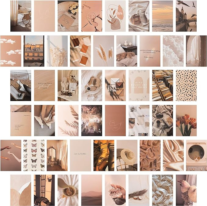 50PCS Beige Aesthetic Picture for Wall Collage, 4x6’’ Boho Cards, Cream Collage Print Kit, Wa... | Amazon (US)