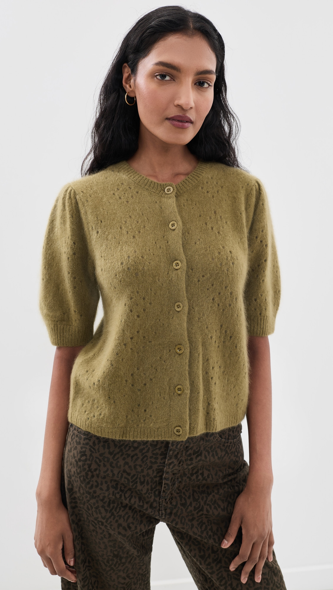 FRAME The Cashmere Airy Cardi Deep Olive XL | Shopbop