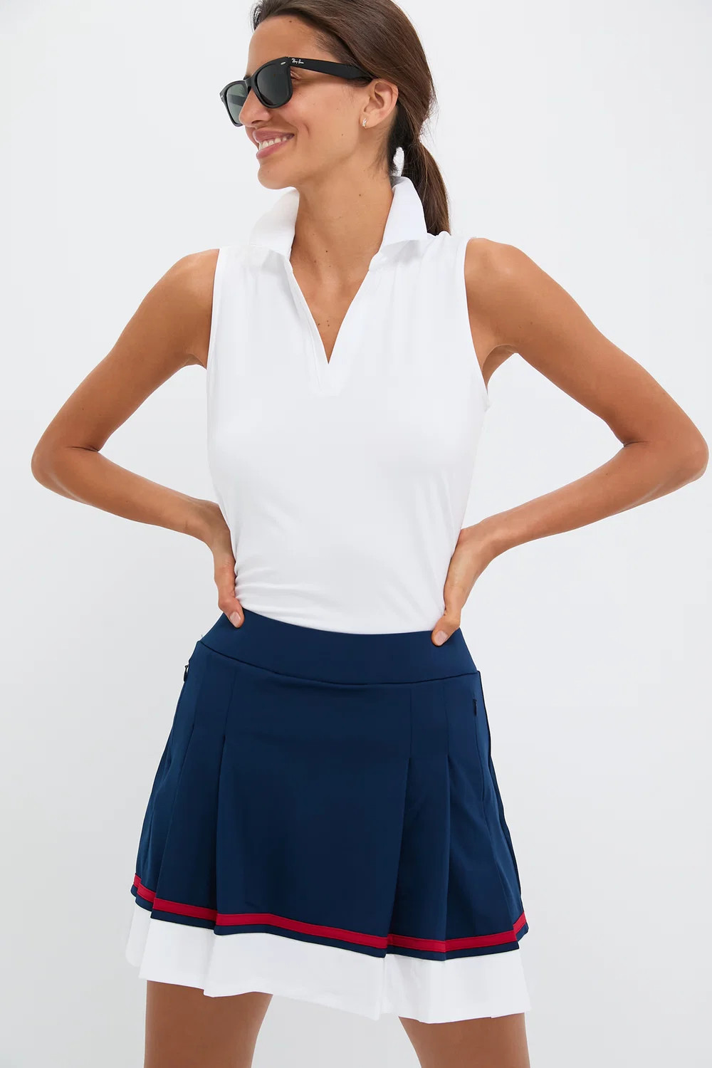 White Sleeveless Performance Jersey Caroline Polo | Tuckernuck (US)