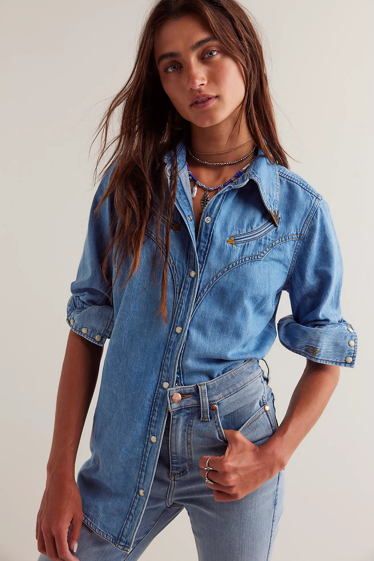 Wrangler Moxie Western Denim Shirt | Free People (Global - UK&FR Excluded)