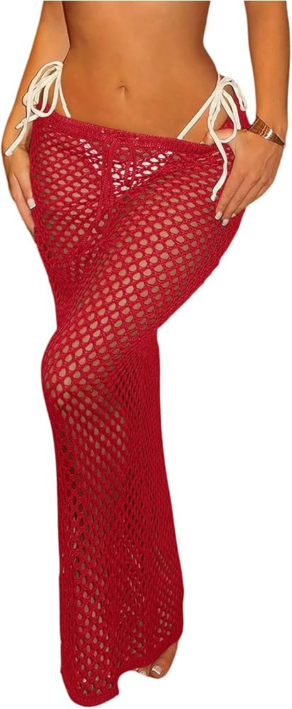 Milumia Women's Hollow Out Crochet Skirt Swimsuit Cover Up Maxi Skirts | Amazon (US)
