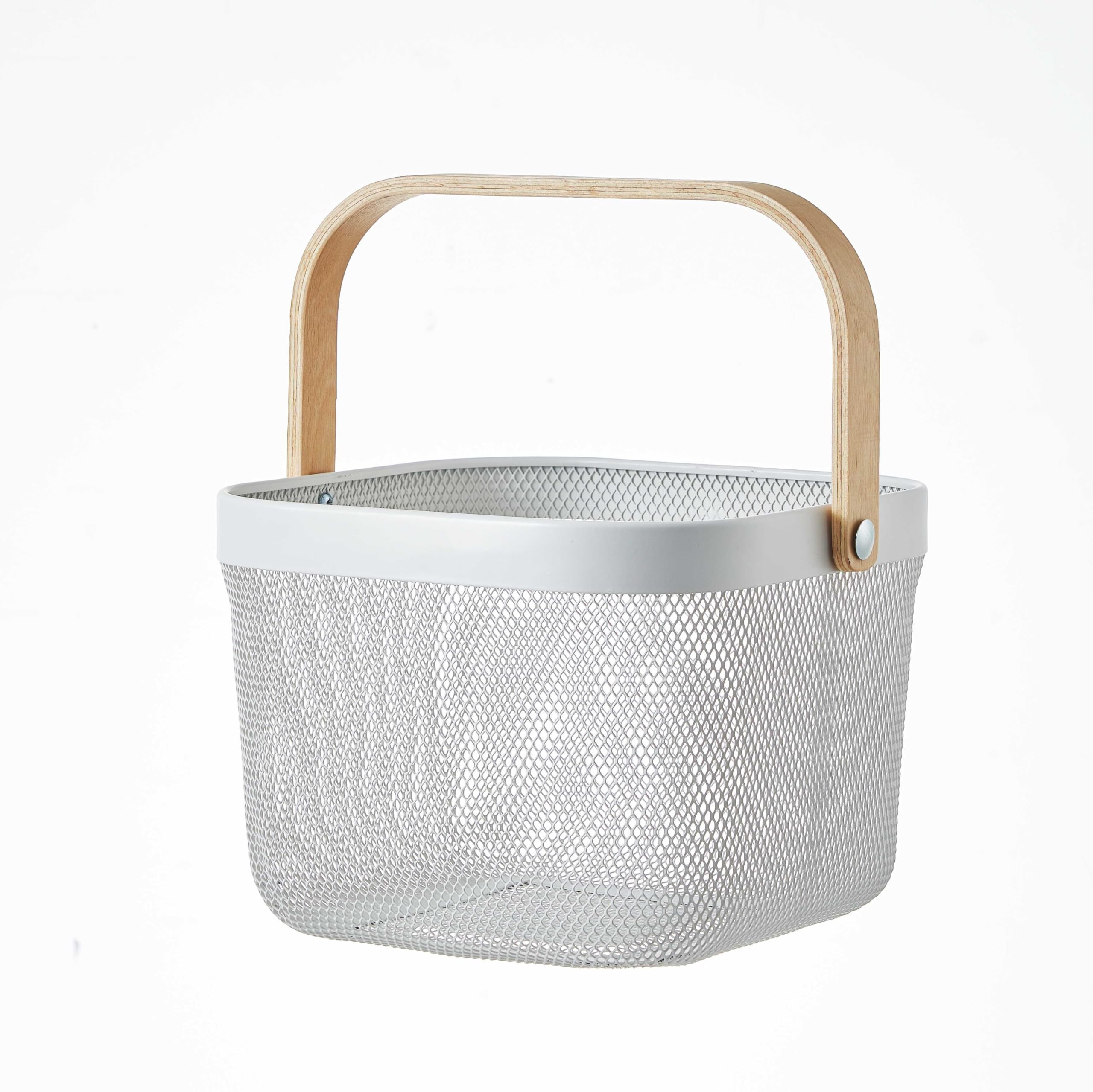 Eden & Willow Mesh Wire Metal Storage Basket with Wooden Handle - Versatile Organiser for Kitchen... | Amazon (UK)