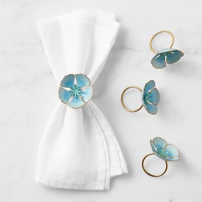 Cloisonné Spring Blossom Napkin Rings, Set of 4 | Williams-Sonoma