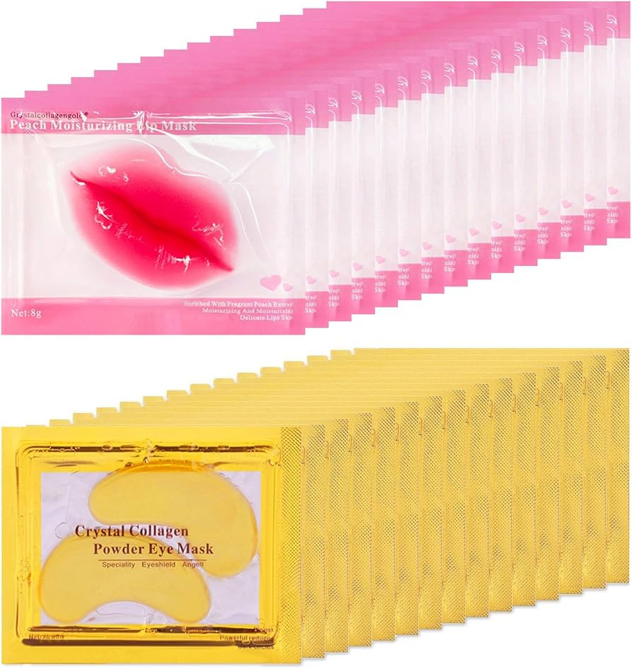 30 Pairs Lip Masks & Eye Masks, 24K Gold Gel Crystal Collagen Eye Pads, Moisturizing Lip Mask Cry... | Amazon (US)