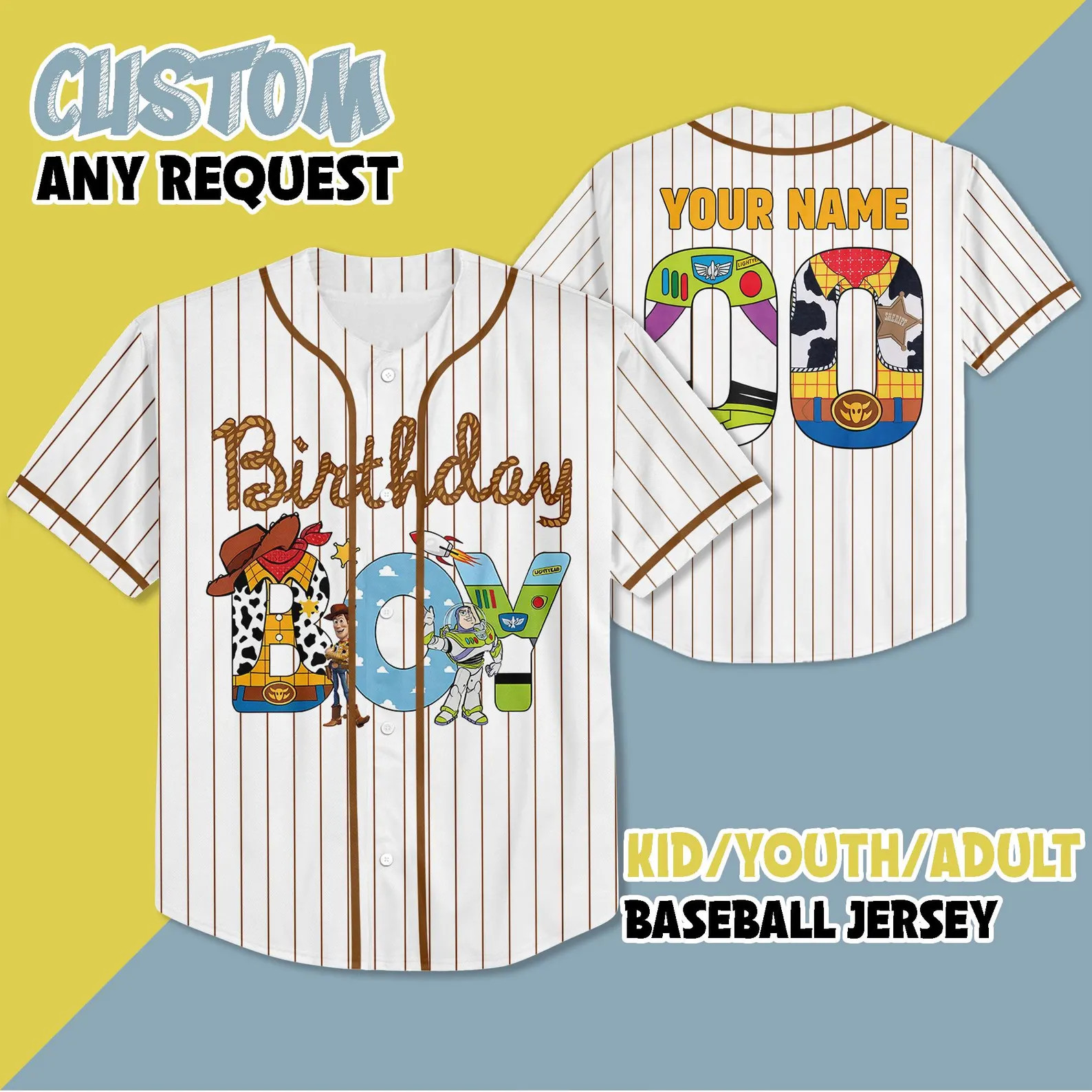 Personalized Birthday Boy Baseball Jersey, Toy Story Birthday Baseball Jersey, Birthday Boy Jerse... | Etsy (Global)