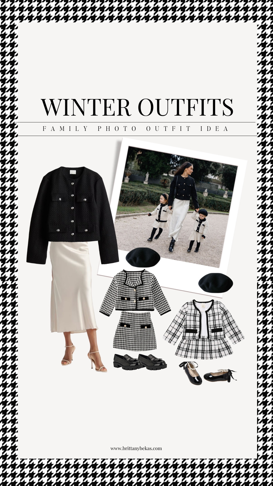 Winter family Christmas style or holiday party style for girls and mom. I love a houndstooth pattern for winter, and this look gives Chanel vibes.  

 #LTKmomlife #LTKFindsUnder100 #LTKKids