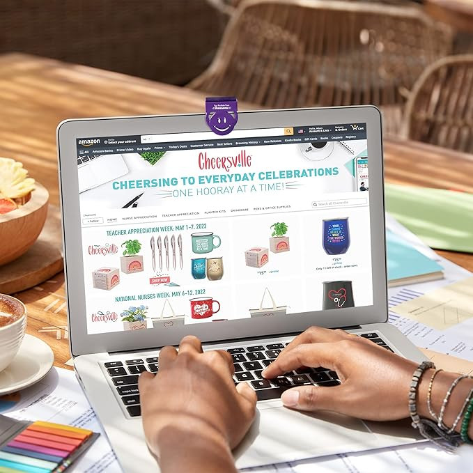 5 Pack Cheersville Web Cam Privacy Cover (1 5/8" W x 2" H) Smiley with Screen Cleaner Desk Access... | Amazon (US)