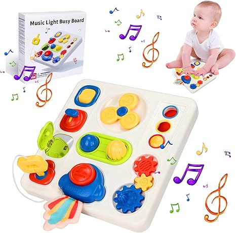 Montessori Busy Board Toy for 1-2 Year Old, Toddler Busy Toys with Music&Light, Busy Board for 1 ... | Amazon (US)