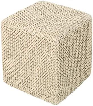 Christopher Knight Home Scott Knitted Foot Stool, Beige | Amazon (US)