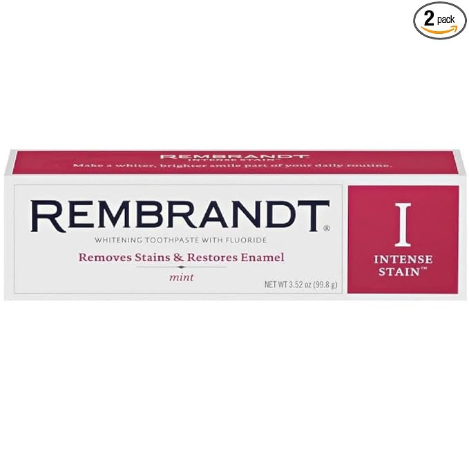 REMBRANDT Intense Stain Whitening Toothpaste With Fluoride, Removes Tough Stains, Rehardens And S... | Amazon (US)