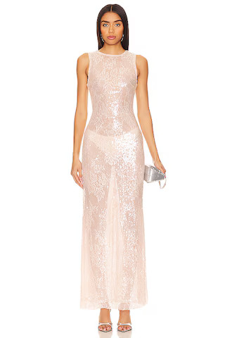 Camila Coelho Rena Lace Maxi Dress in Nude from Revolve.com | Revolve Clothing (Global)