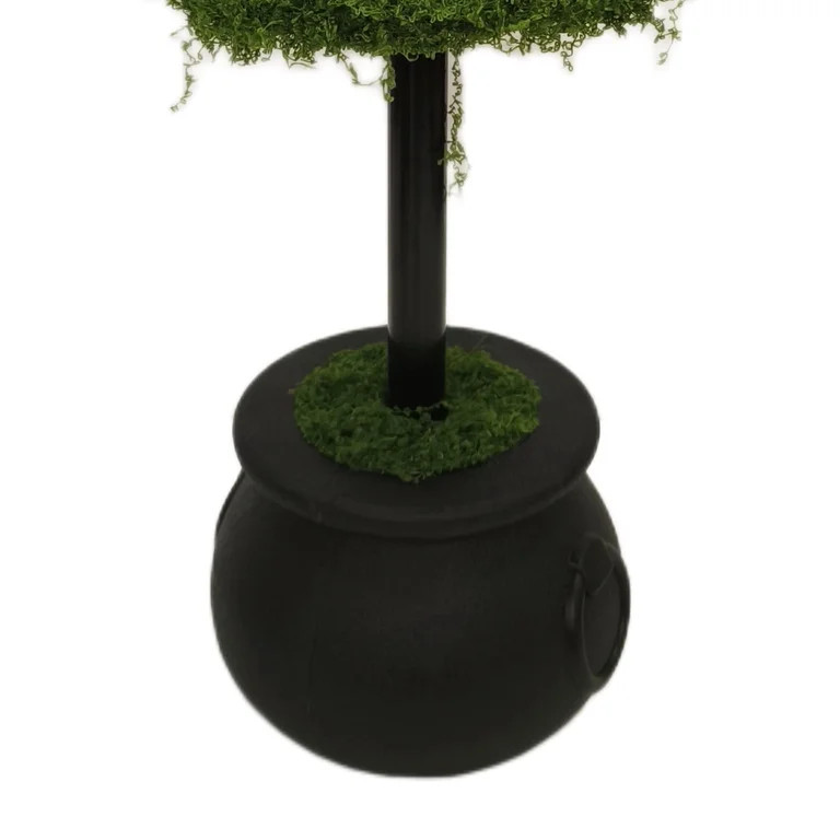 My Texas House Halloween Moss Witch Hat Topiary in Cauldron, Green and Black, 20" | Walmart (US)