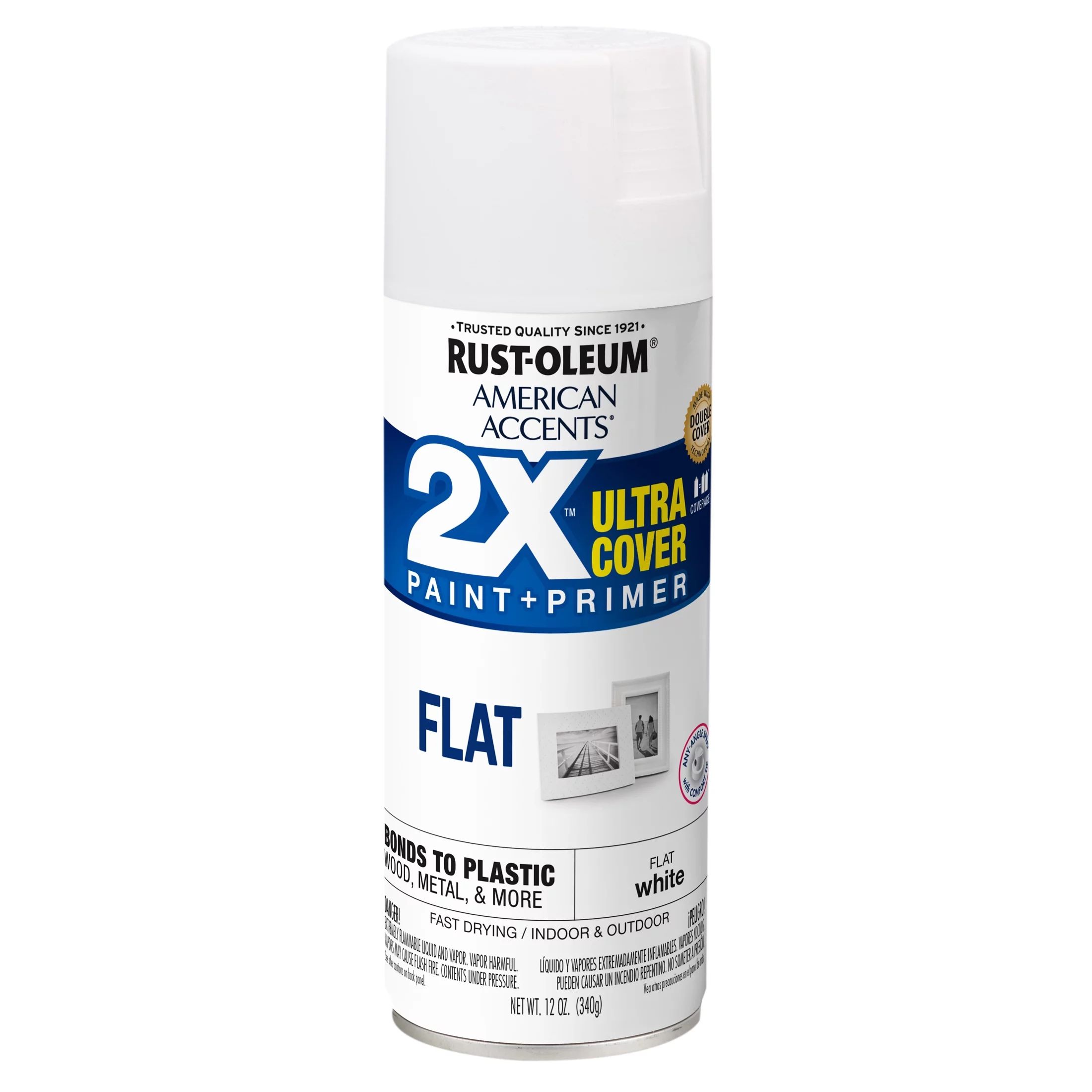 White, Rust-Oleum American Accents 2X Ultra Cover Flat Spray Paint- 12 oz - Walmart.com | Walmart (US)