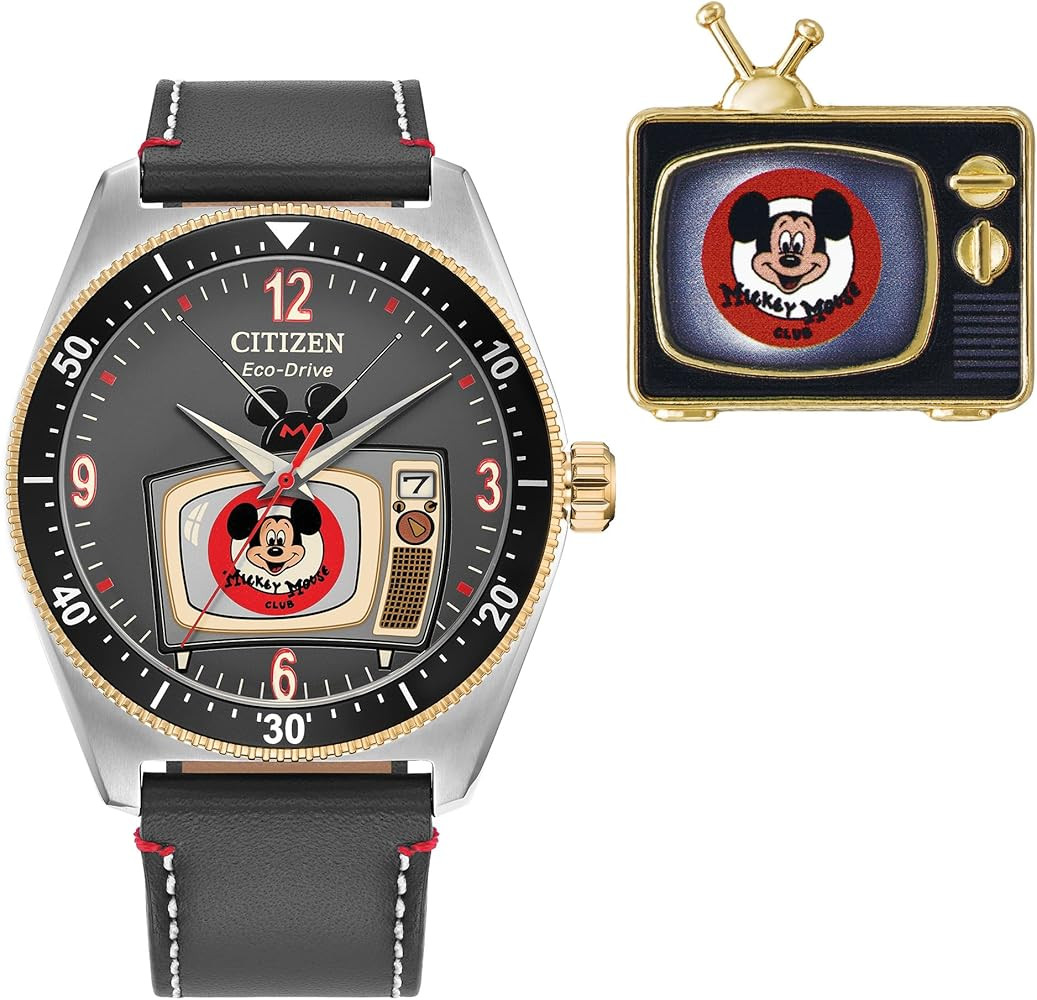 Citizen Eco-Drive Special Edition Disney 100 Mickey Mouse Club Watch and Pin Box Set, Gray Leathe... | Amazon (US)