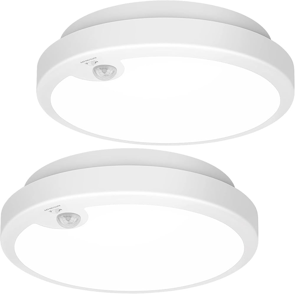 2-Pack Battery Operated Motion Sensor LED Ceiling Light, 7.2inch Flush Mount Light Fixture 6000K,... | Amazon (US)
