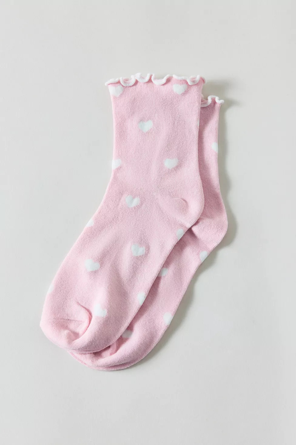 Heart Allover Print Lettuce Edge Crew Sock | Urban Outfitters (US and RoW)