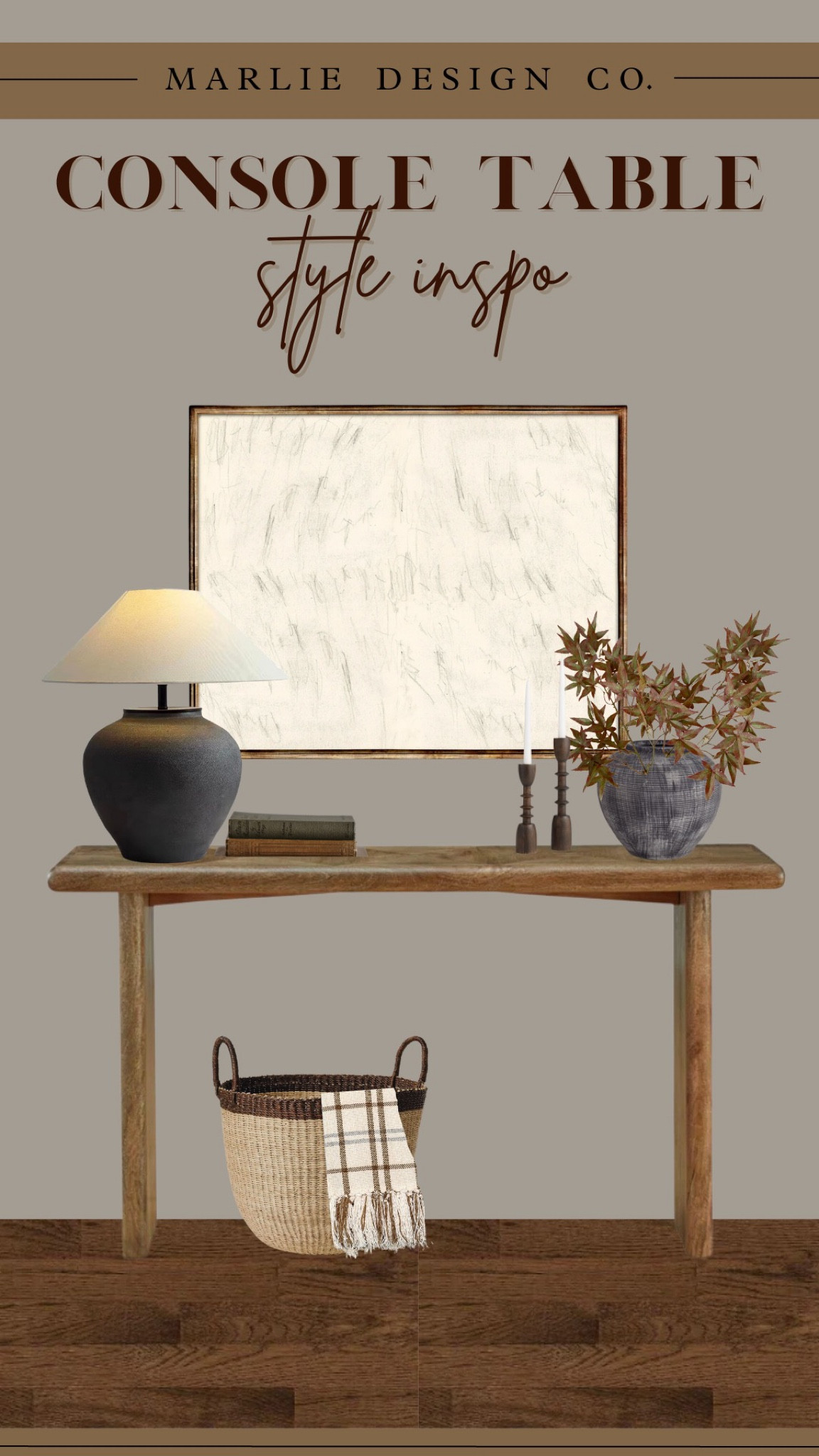 Console table | console table styling | console table decor | lamp | abstract art | scribble art | fall decor | basket | plaid blanket | Wayfair | Amazon | Target | studio McGee | candle stick holder | fall stems | vase | affordable home decor | entryway decor

#LTKhome #LTKsalealert #LTKunder100