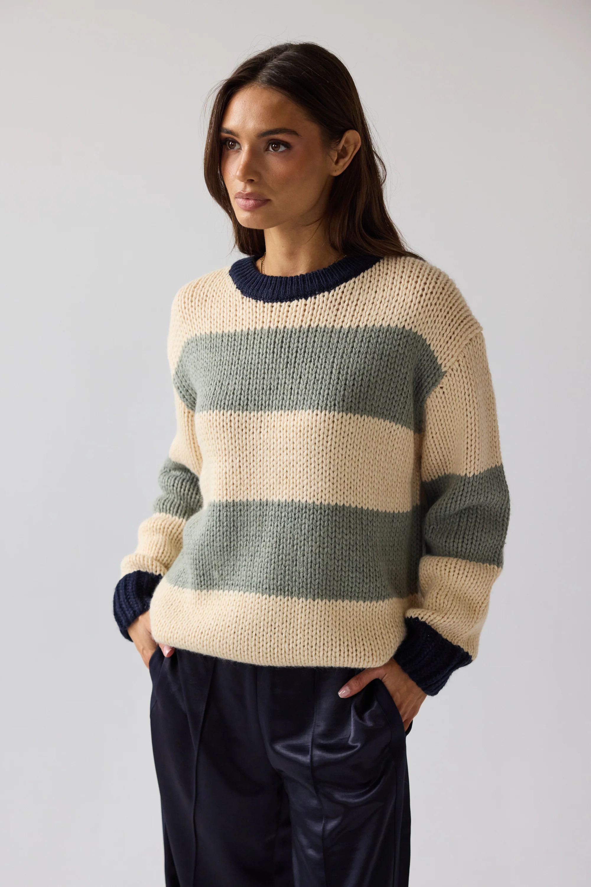Jolene Striped Sweater in Navy | Böhme US