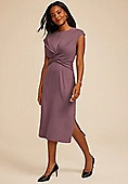 24/7 Wrap Bodice Ribbed Midi Dress | Maurices