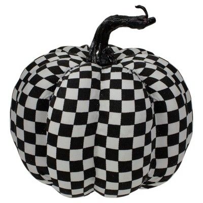 Northlight 6.5" White and Black Plaid Fall Harvest Tabletop Pumpkin | Target