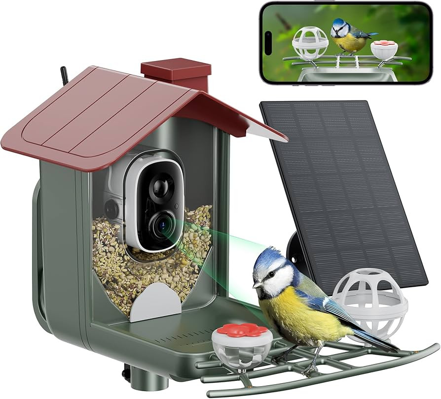 Bird Feeder with Camera Outdoor Solar: Smart Birdfeeder Cam for Outside Garden - 2K HD Live Video... | Amazon (US)