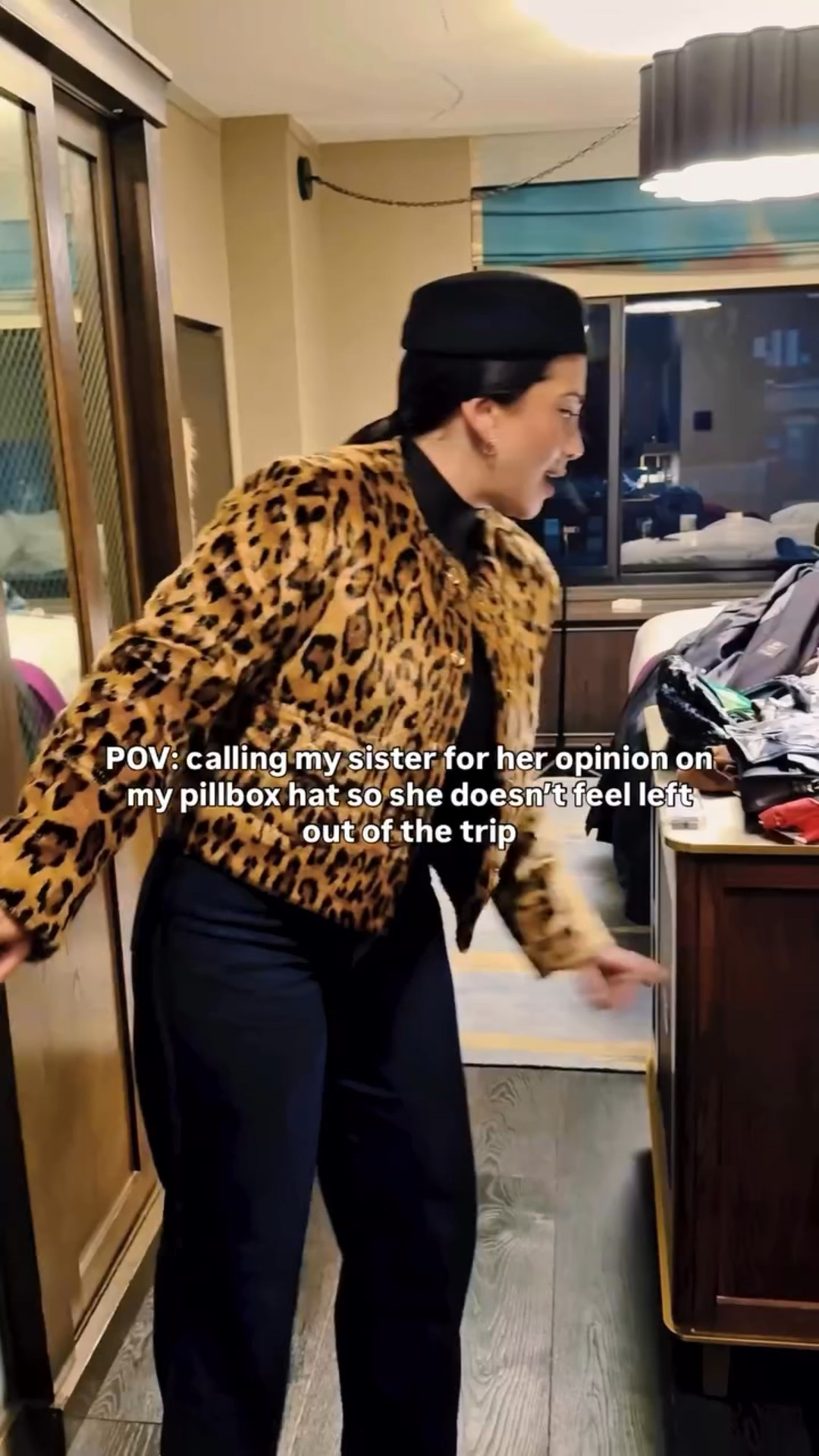 I already made up my mind about the pillbox hat… I just wanted her to feel included 🤍😜 #sisters #nyc 

Jacket @majeparis 
Hat @lele_sadoughi