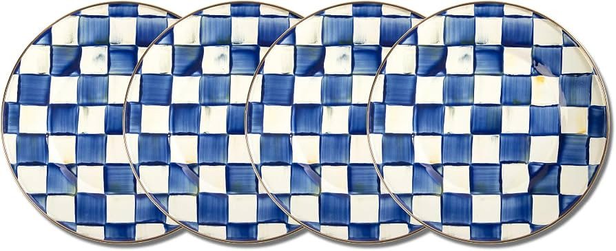 MACKENZIE-CHILDS Enamel Dinner Plate, Decorative Dinnerware Plate, 10 Inches, Set of 4, Blue-and-... | Amazon (US)