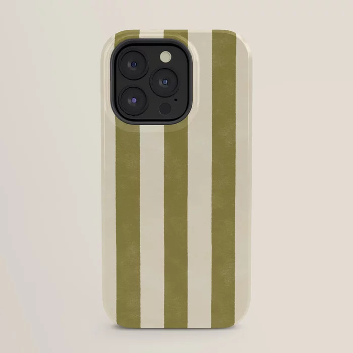 Cabana Stripe - moss green and cream iPhone Case | Society6