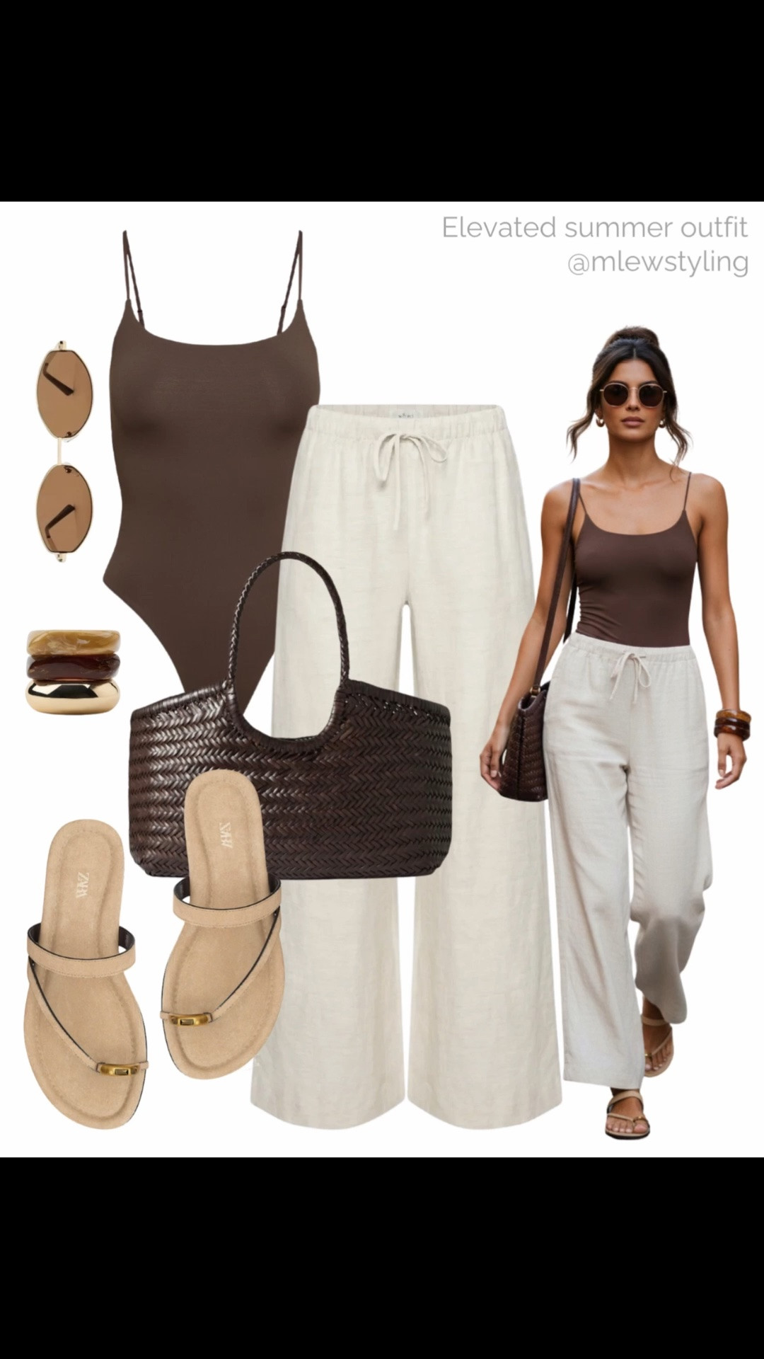 Summer neutrals 💫

Tags: Aritzia linen lodge pants, brown cami bodysuit, Zara sandals, stacked bracelets, dragon diffusion woven bag, summer outfit, capsule wardrobe, outfit formulas, old money style

#LTKsummer #LTKbag #LTKtravel