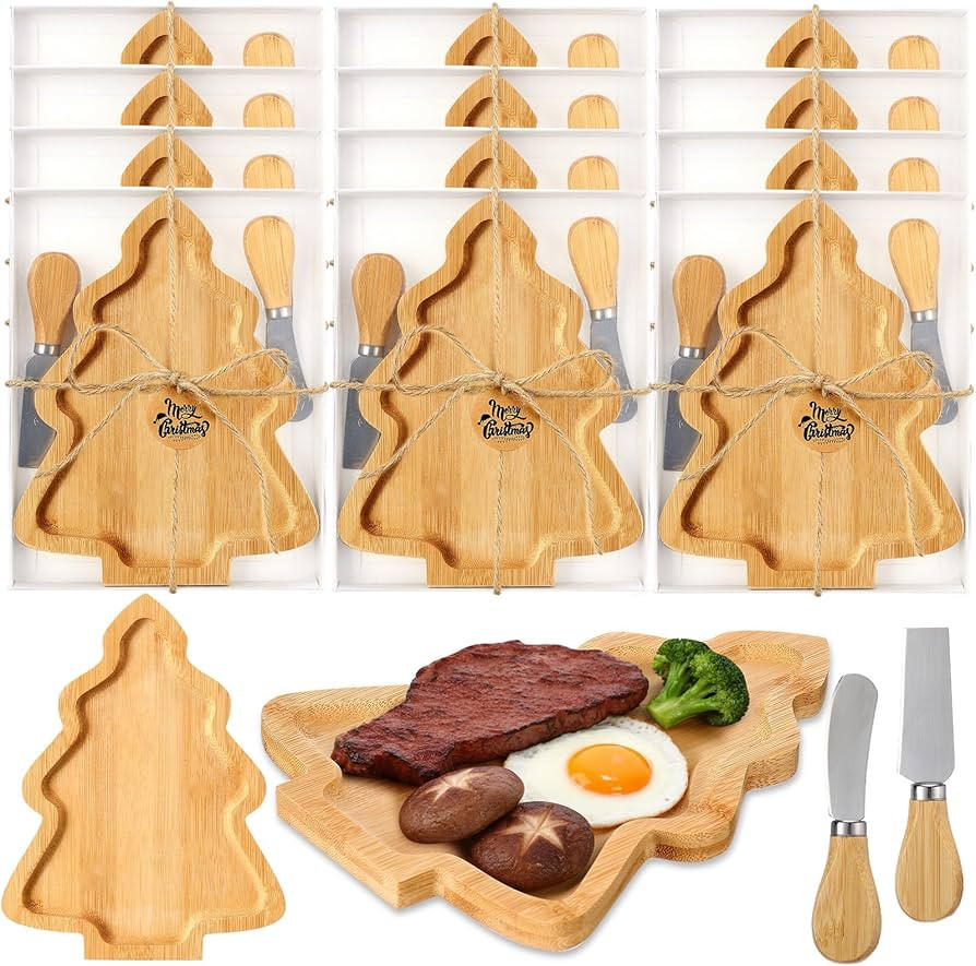 12 Pcs Christmas Tree Cutting Boards Gift with Cheese Knives Bulk Xmas Charcuterie Board for Kitc... | Amazon (US)