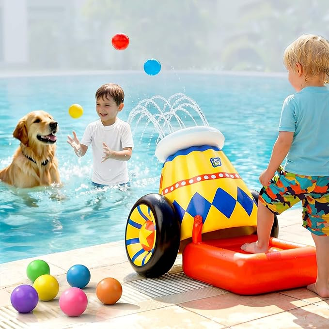 Funscape Inflatable Launching Ball Pool Toy, Kids Water Spray Ball Shooting Pool Game, Outdoor Po... | Amazon (US)