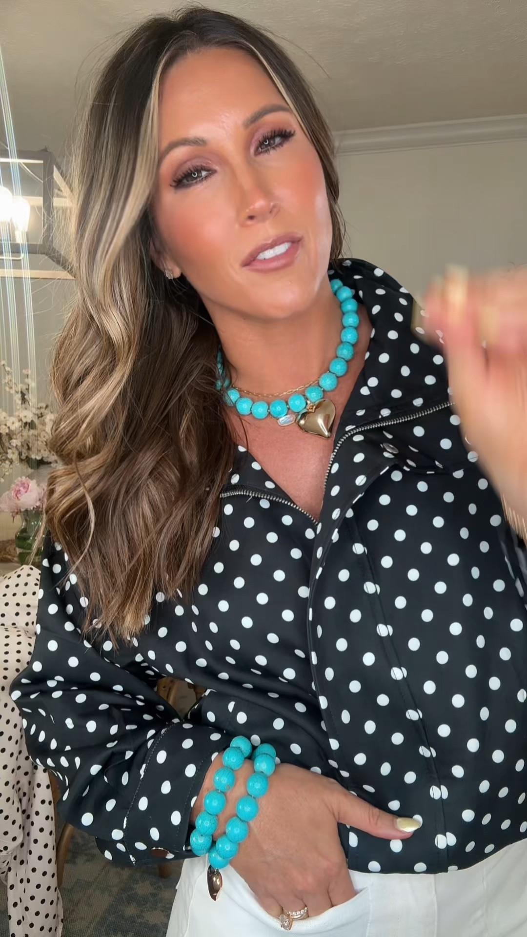 The Chic Polka Dot Jacket That Elevates Every Outfit 🖤

This jacket is giving effortless chic and I’m obsessed 💕

The polka dots + structured fit make it feel so put together, but it’s still lightweight and easy to throw on 🙌

Perfect for coffee runs, errands, or dressing up a simple outfit 🖤


polka dot jacket outfit
lightweight spring jacket women
chic casual outfits

#chicstyle #tiktokshopstockup 
#momuniform
#springoutfits


#LTKMothersDay #LTKmomlife #LTKootd