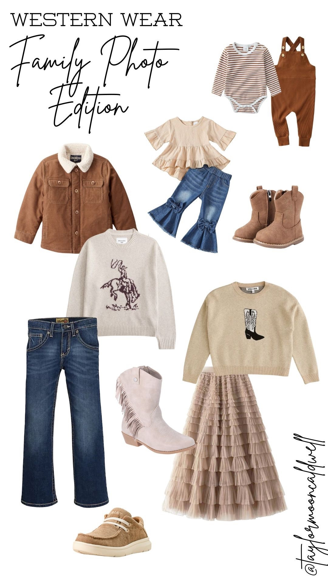 Rounding up the cutest western-inspired kids’ outfits for your next family photo session! Neutral tones, cowgirl + cowboy sweaters, ruffle skirts, corduroy overalls, toddler boots, flare jeans, and cozy layers that photograph beautifully. These pieces mix + match perfectly for siblings and create the sweetest cohesive western family photo look.

If you’re planning fall minis, Christmas photos, ranch sessions, or western holiday cards—these kid-friendly outfits are comfortable, timeless, and picture-perfect. Shop everything below! 🤎✨

#LTKSeasonal #LTKHoliday #LTKCyberWeek