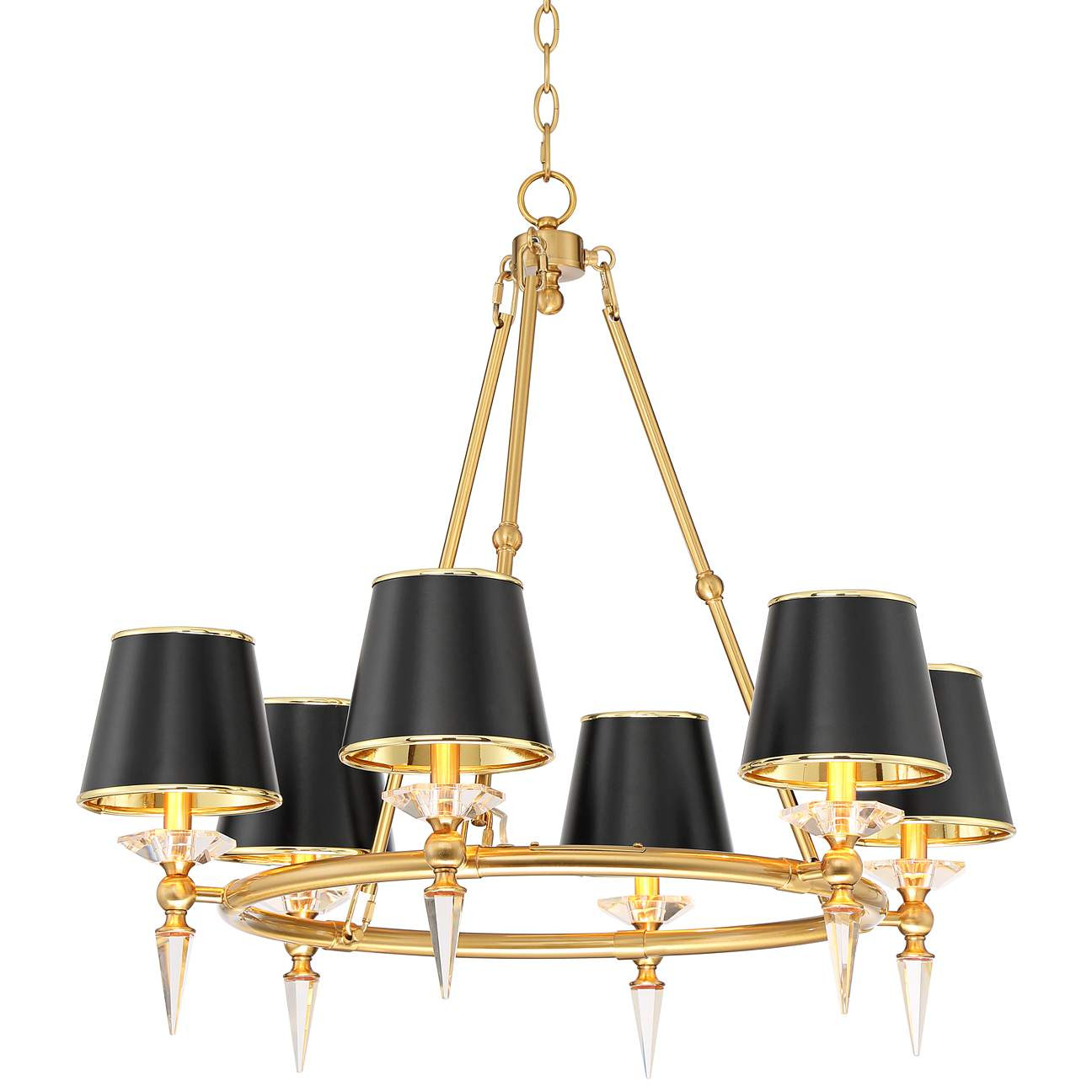 Stiffel Manhattan 30 1/4"W Burnished Brass and Black 6-Lt Chandelier | Lamps Plus