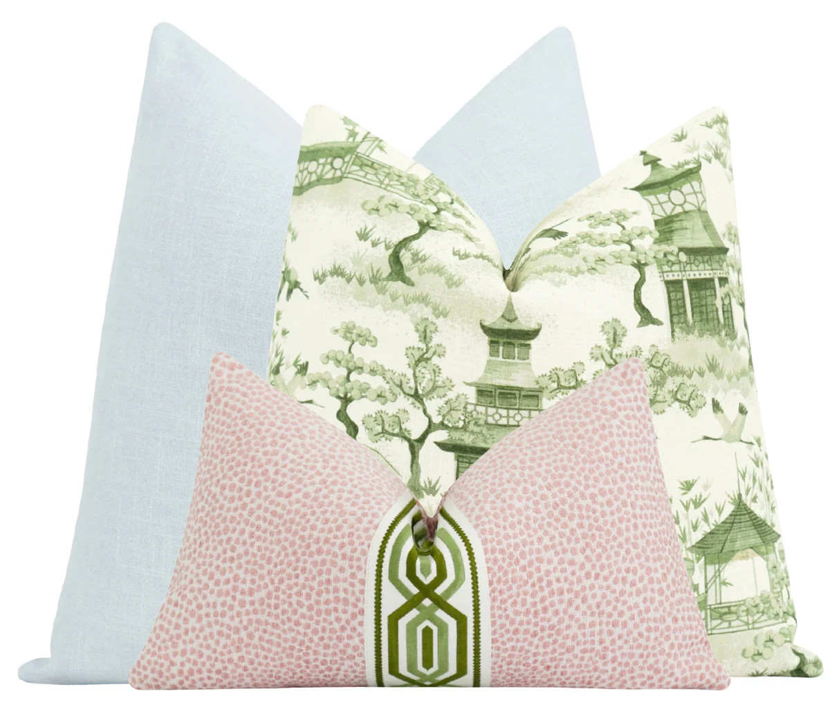 Rosaleen Designer Pillow Combo | Chinoiserie & Sky Blue Pillow Set | Land of Pillows