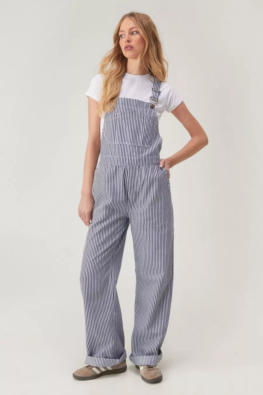 Stripe Twill Baggy Dungarees | Nasty Gal US