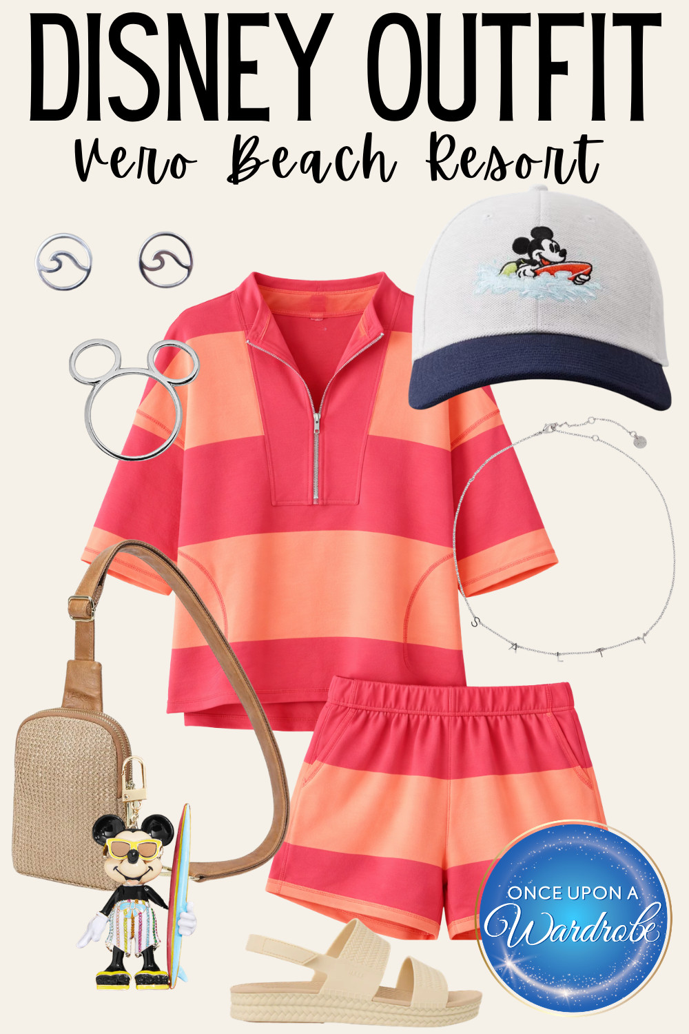 Easy, comfortable Disney outfit for a beach day at Disney’s Vero Beach Resort. This matching set is lightweight and perfect for warm weather, whether you’re heading to the beach, grabbing lunch, or walking around the resort. Styled with simple accessories and a neutral bag you can rewear all vacation long. Great option if you want something cute without overthinking your outfit. 

 #LTKootd #LTKmomlife #LTKTravel