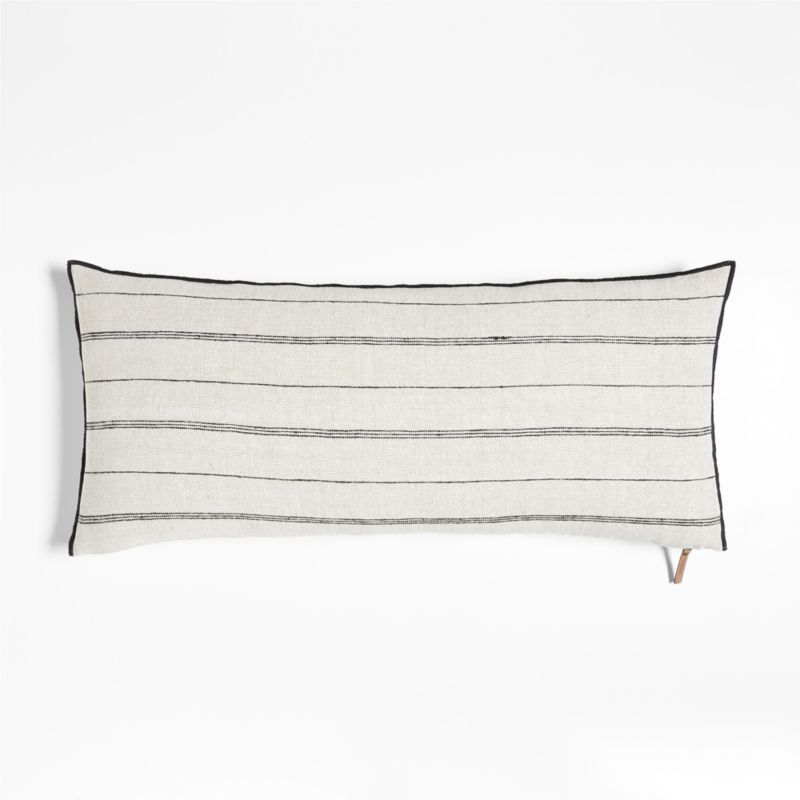 Chatou Organic Cotton Arctic Ivory Stripe 36"x16" Throw Pillow Cover + Reviews | Crate & Barrel | Crate & Barrel