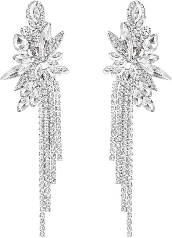 mecresh Marquise Crystal Bridal Chandelier Dangle Drop Earrings Ladies Gifts in Silver/Gold Tone | Amazon (US)