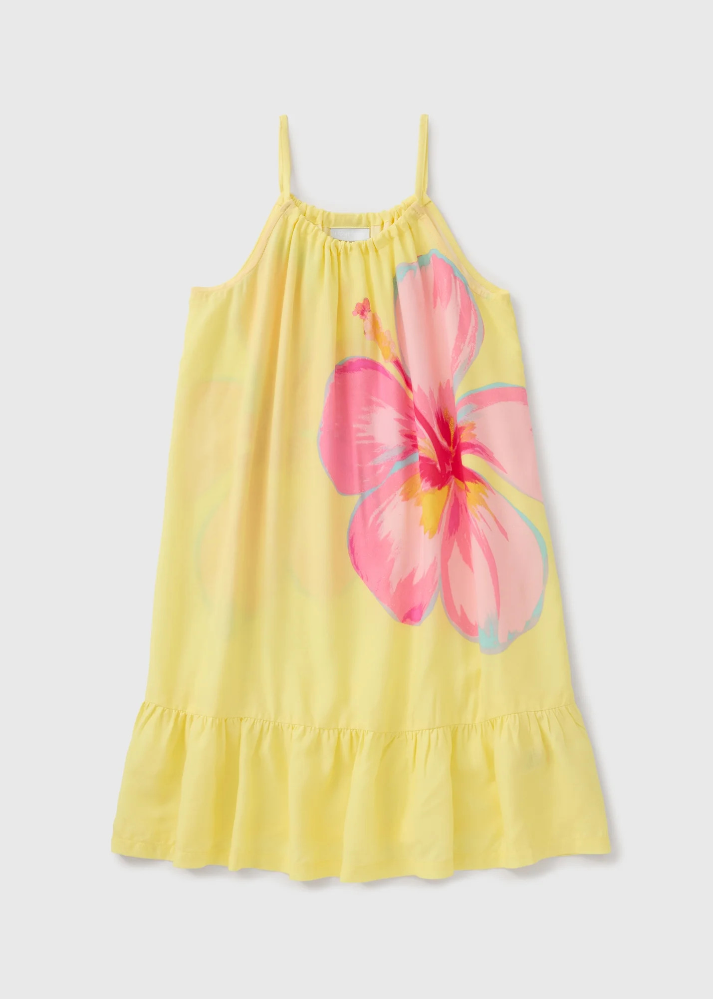 Girls Yellow Hibiscus Flower Dress (7-15yrs) | Matalan (UK)