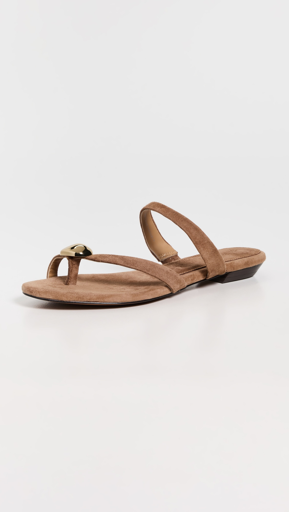 Madewell The Mila Organic Hardware Thong Slide Sandals in Leather Aged Cognac 10 | Shopbop