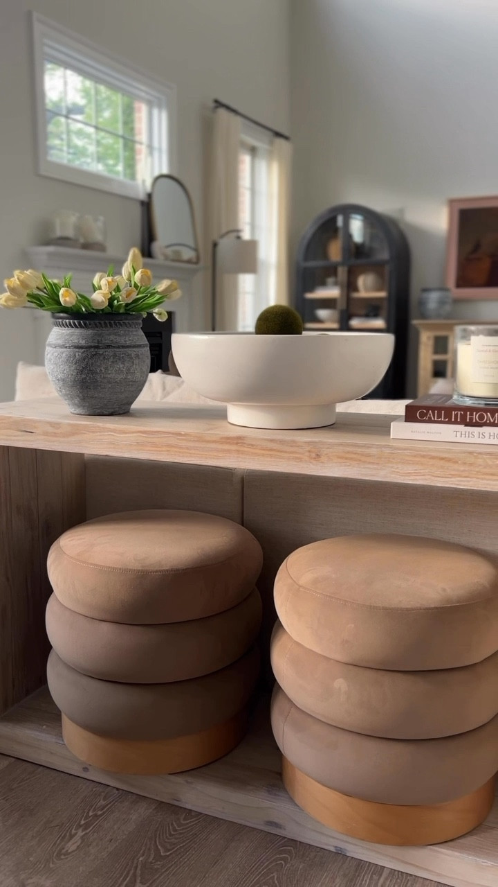 Spring home decor inspo, console styling, modern organic home, home styling, living room styling, vase, faux plants, pottery barn, target, wayfair, Amazon home, ottomans

#LTKselfcare #LTKHome #LTKSeasonal