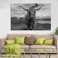 Highland Cow Canvas Art - Farmhouse Wall Decor Animal Large Print Rustic Contemporary Artwork Cattle Modern Painting | Etsy (US)
